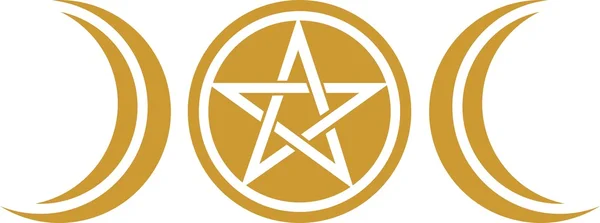 Викка тройной Луна - Богиня символ - пентаграммы — стоковый вектор