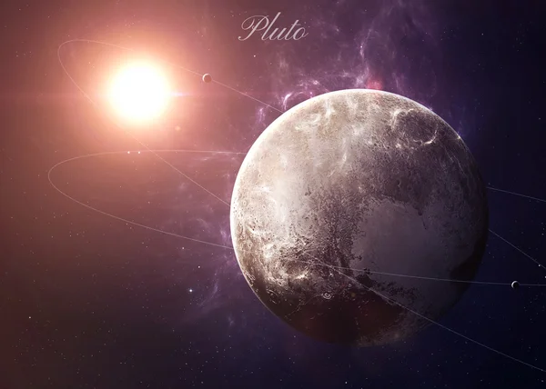 Плутон с Луны из космоса, показаны все они красоты. Очень детальное изображение, включая элементы, представленной НАСА. Другие ориентиров и планет доступны — стоковое фото