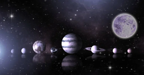 Цифровая Композитный Планет Космосе Луны — стоковое фото