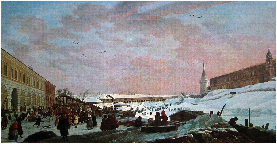 Жерар Делабарт. Вид ледяных гор в Москве во время Сырной недели (Масленица), 1795 год.