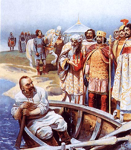 Встреча Святослава с византийским императором Цимисхием на берегу Дуная, Клавдий Васильевич Лебедев