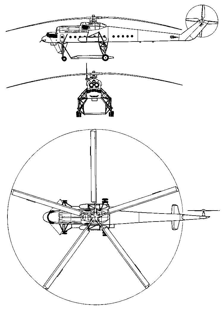 Общая схема вертолета Ми-10