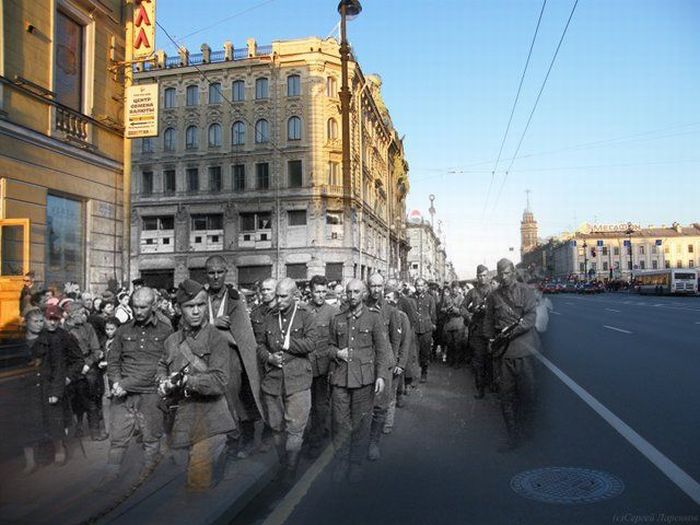 Блокадный и современный Ленинград