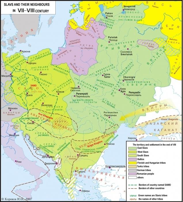 карта расселение восточных славян