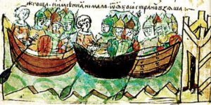 Поход князя Игоря на Константинополь в 941 г. Миниатюра из Радзивилловской летописи