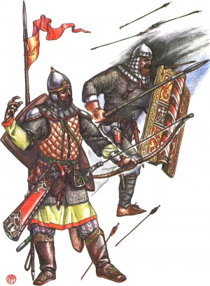 Куликовская битва 1380 г. Русский и золотоордынский воины