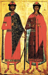 Древнерусская икона свв. бориса и Глеба