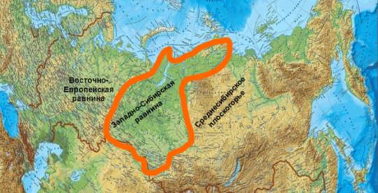Западно-Сибирская равнина карта