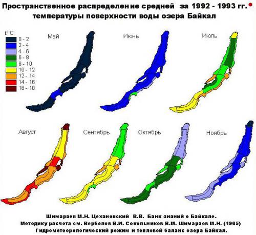 схема температуры воды озера Байкал