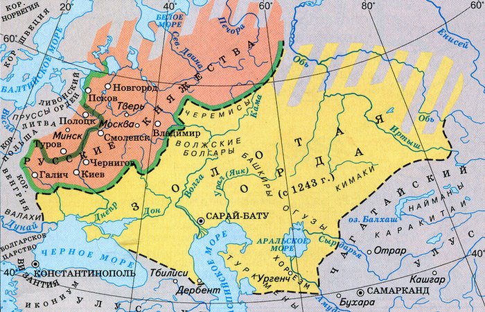 Золотая Орда и русские княжества на карте./ Фото: rivage.ru
