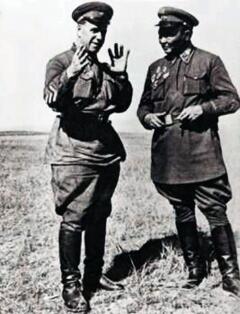 Монгольский маршал Х. Чойбалсан и комкор Г. Жуков на Халхин-Голе