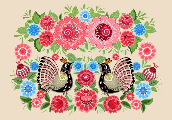 Фея птиц в цветы — стоковый вектор