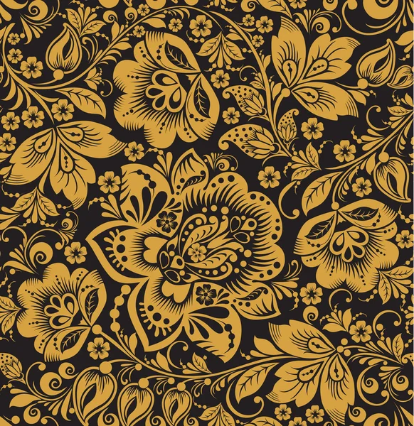 Бесшовный цветочный узор. бежевый цветы на золотом фоне — стоковый вектор