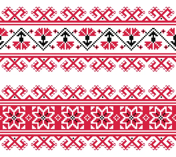 Украинский, славянский красный и серый традиционный бесшовные народная вышивка шаблон — стоковый вектор