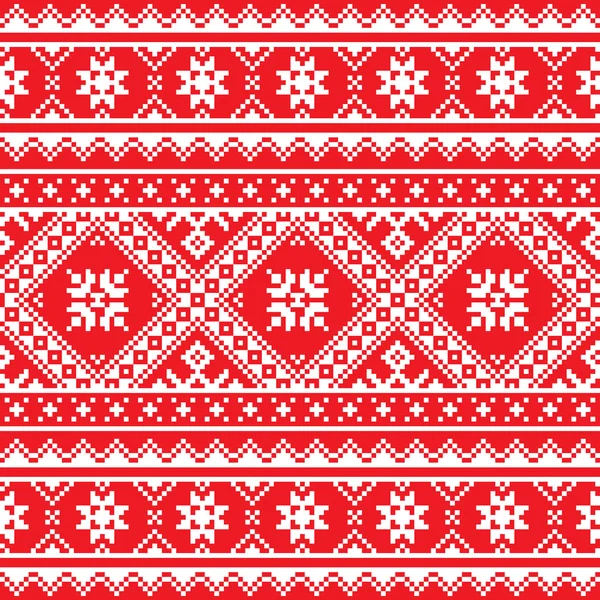 Украинский, славянский народное искусство связала красный и белый узор вышивки — стоковый вектор