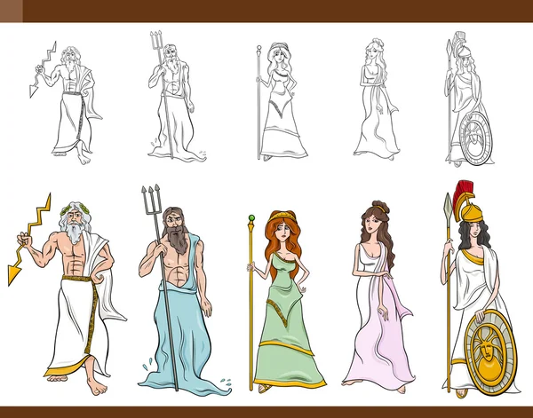 Греческие боги карикатура иллюстрации — стоковый вектор