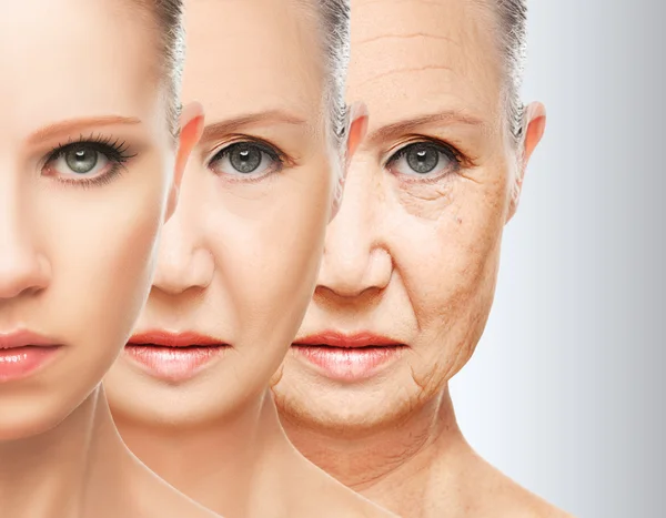 Красота понятие старения кожи. омолаживающие процедуры, омоложение, лифтинг, подтяжка кожи лица — стоковое фото