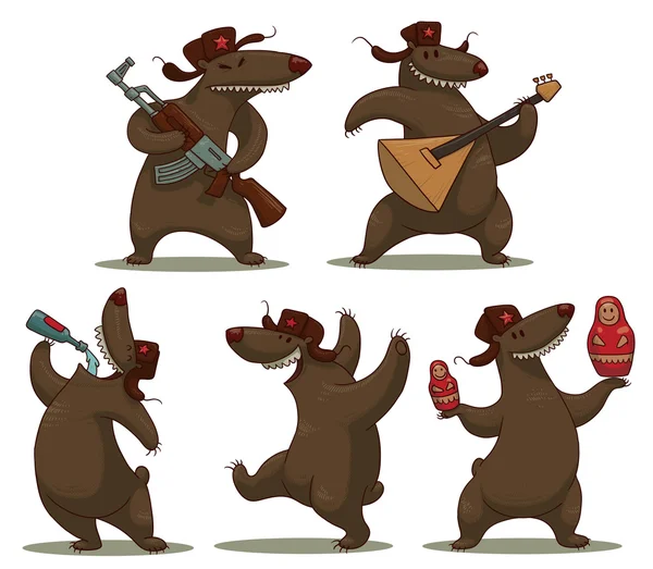Набор русских медведей — стоковый вектор