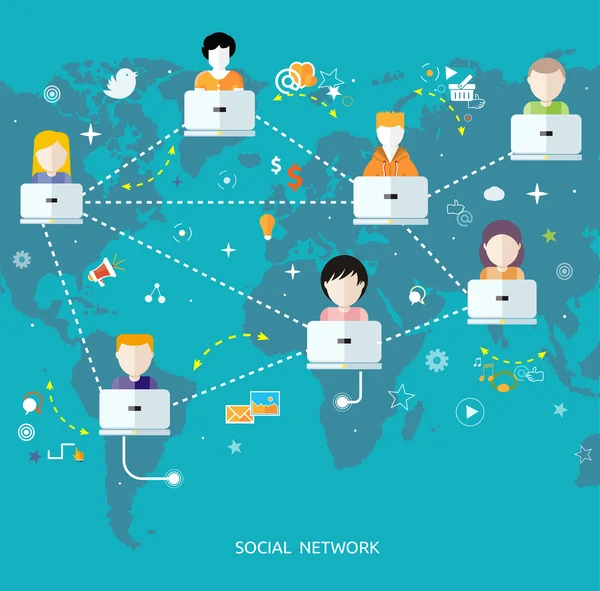 Концепция социальных средств массовой информации сети связи — стоковый вектор