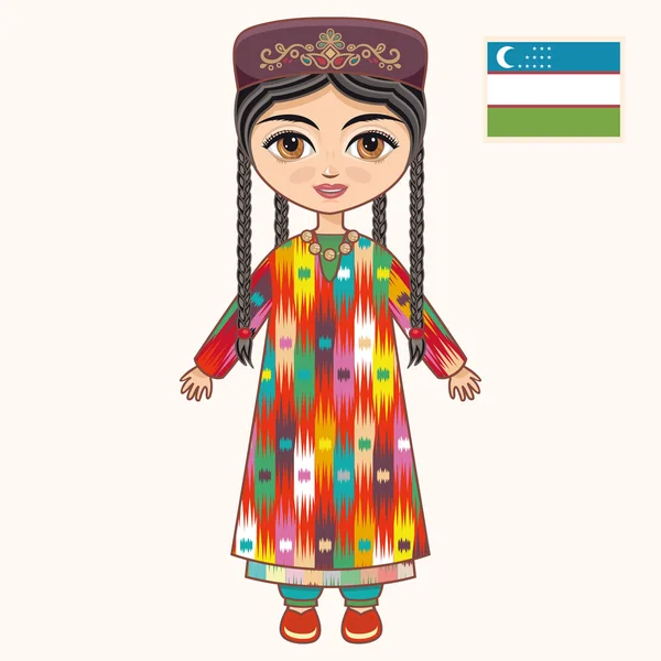 The girl in Uzbek dress. Historical clothes. Uzbekistan — стоковый вектор
