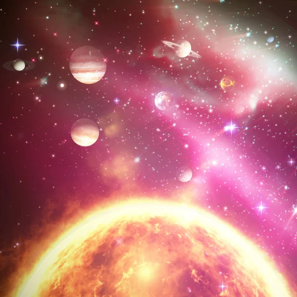 Композитные изображения планет солнце 3d — стоковое фото