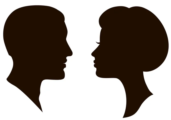 Мужчина и женщина сталкивается с векторными профилями — стоковый вектор