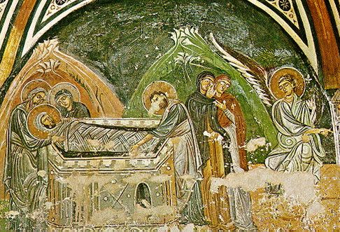 Погребение Христа (фреска крипты кафоликона монастыря Осиос Лукас) XI в.